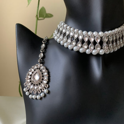 KIARA | Silver Kundan Style Necklace Set