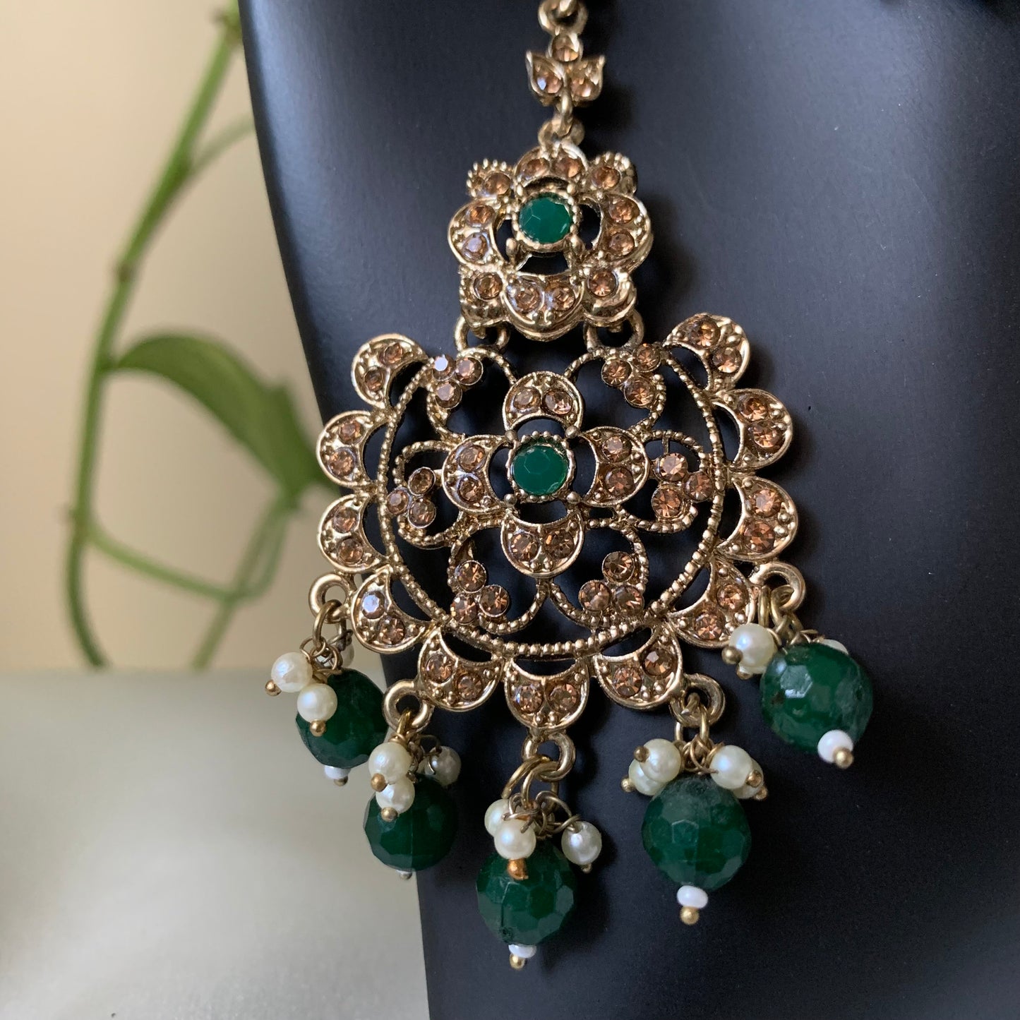 KERANI | Forest Green & Gold Necklace Set